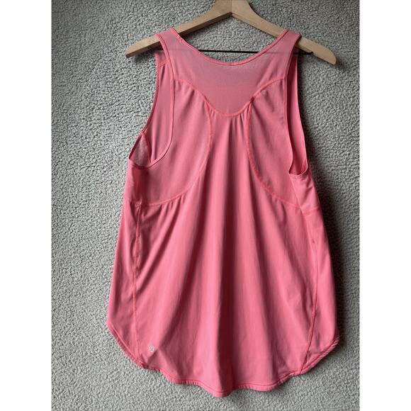 Lululemon Tank Top Medium 8 Mesh Panel Wide Strap Stretchy Salmon Pink Athletic - Picture 5 of 16